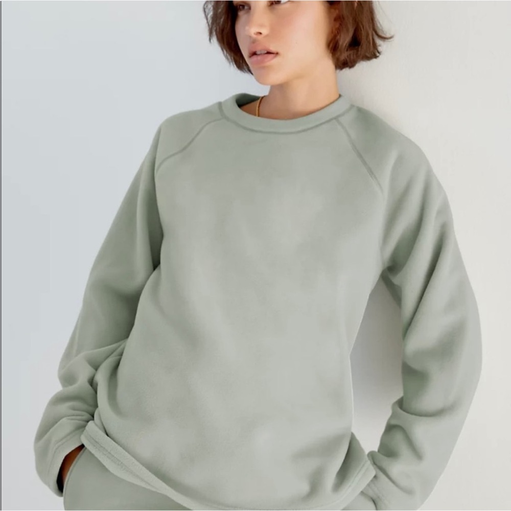 TNA | Polar Fleece Crewneck Sweatshirt Sage Green Size Medium Aritzia